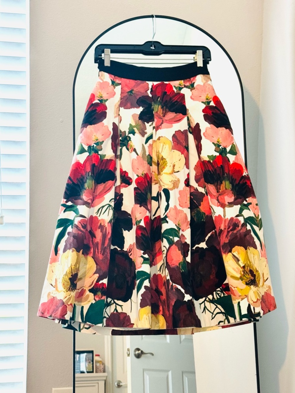 White House Black Market Floral Garden Party Southern Bell A-Line Midi Skirt, 2